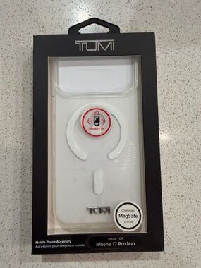 TUMI White MagSafe-Compatible iPhone 17 Pro Max Case with TUMI Logo